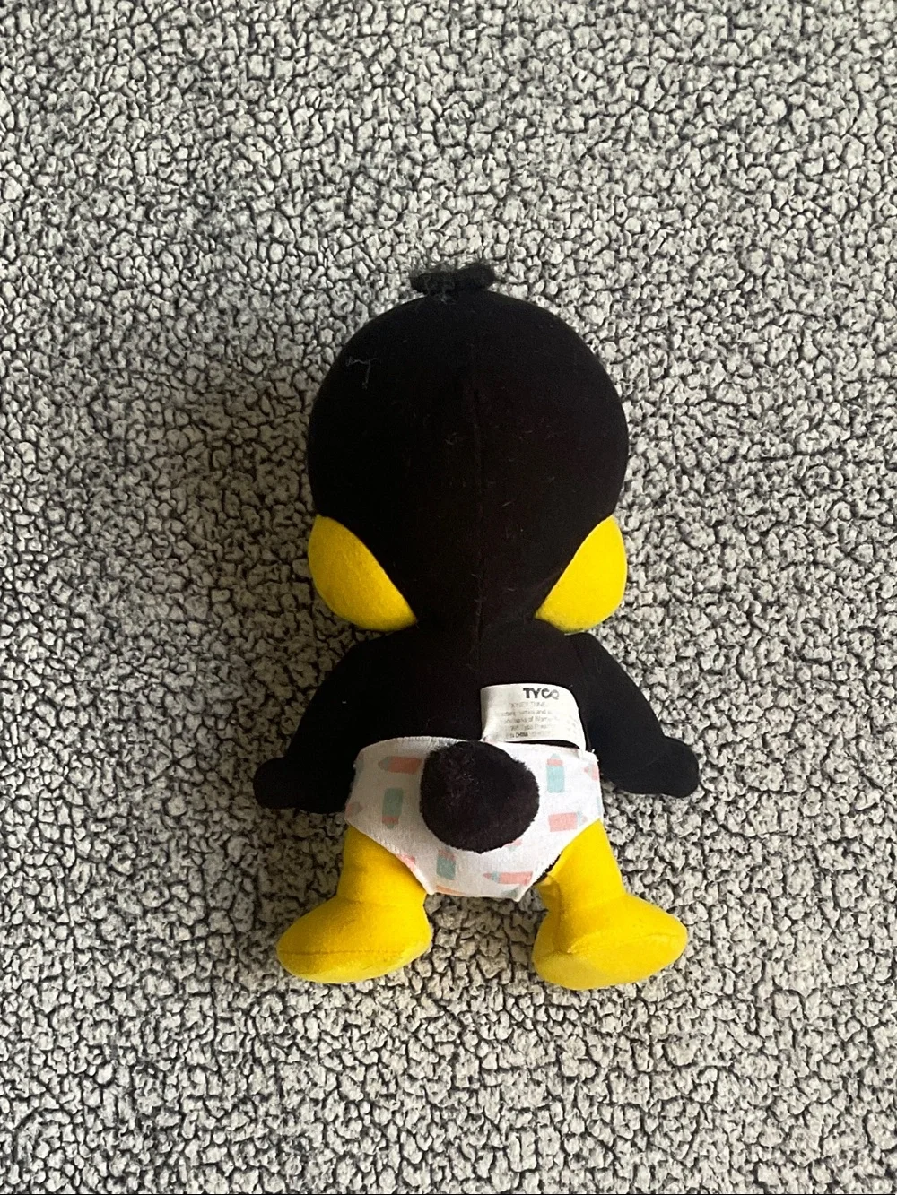 Plush Baby Duck Toy - Black & Bright Yellow